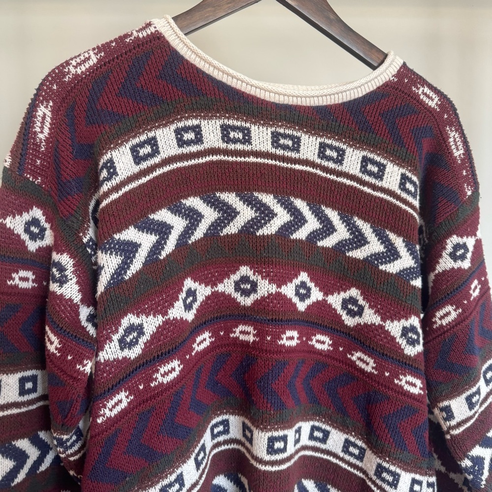 Vintage 90s White Stag Red White Navy Blue Sweater Size Large Boho Outdoors Y2K - Picture 2 of 8